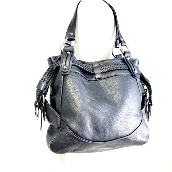 Letizia Handbags - Metallic Gray Leather Shoulder Bag
